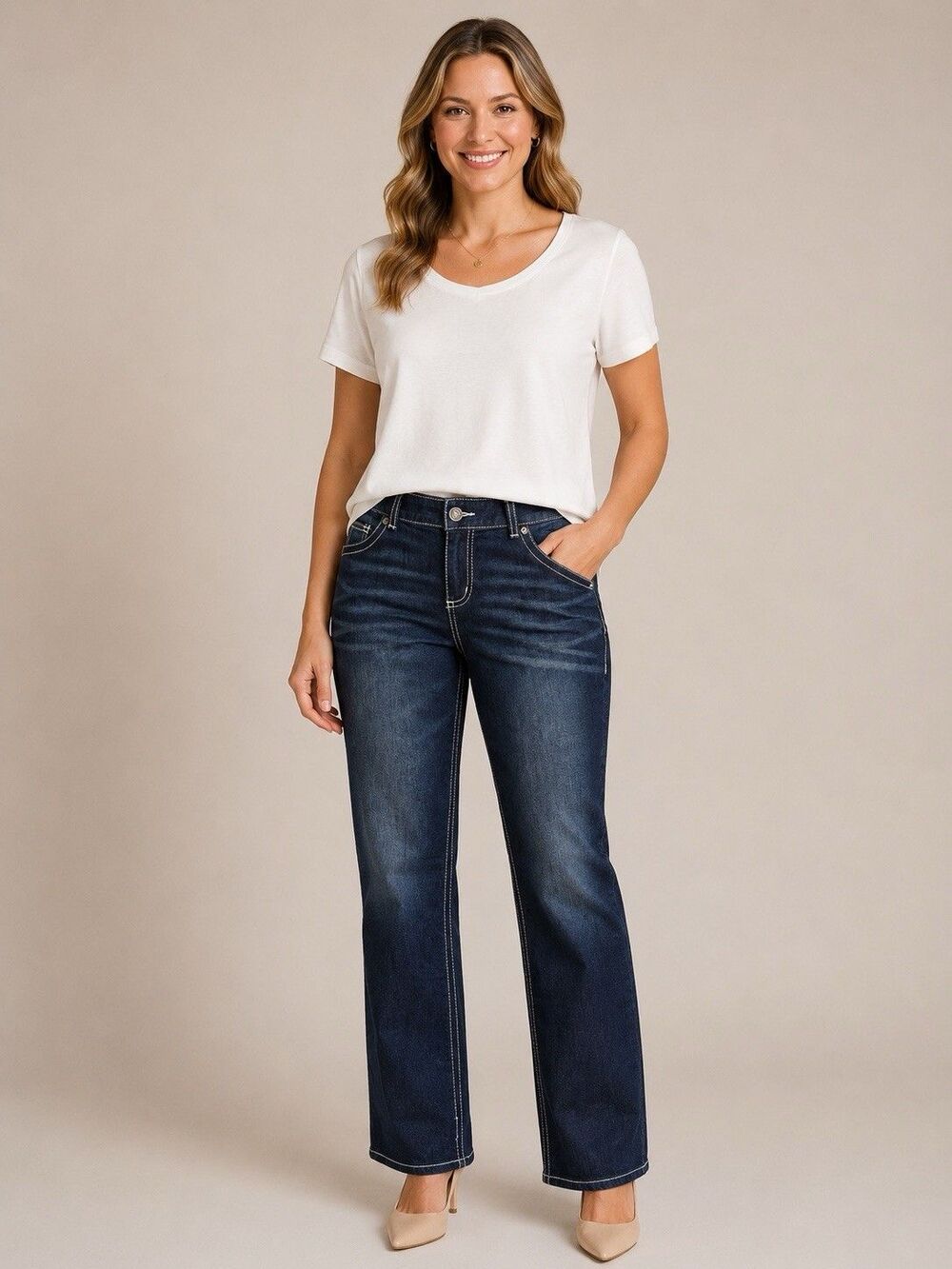 Maurice’s Bootcut Dark Wash Blue Denim Jeans Stretch L-Short Flex Supersoft